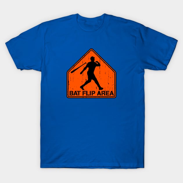 Funny Baseball Hitting Home Run Dinger Bat Flip Area T-Shirt by TeeCreations